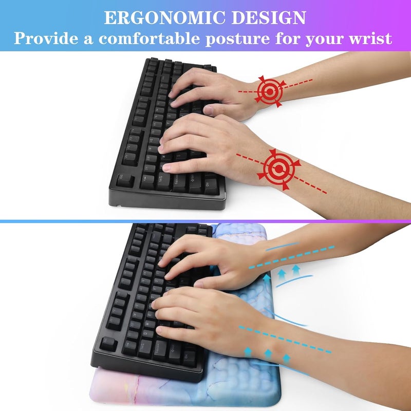 KEPUTAIER Computer Keyboard Stand with Wrist Rest, Ergonomic Tilted Keyboard Holder - Keyboard Riser with Wrist Pad - Keyboard Tray Support for Office Home - Aqua Marble - Image 3